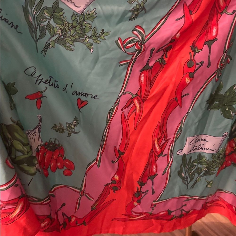 Dolce & Gabbana Turquoise Floral Print Maxi dress with Orange & Pink Accents - Picture 8 of 15